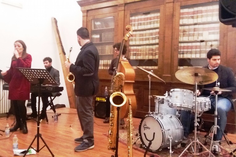 Il quintetto sul palco dell'Auditorium Marano. <span>Foto Gianluca Battista</span>