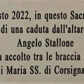 Una targa per ricordare la devozione di Angelo Stallone