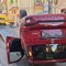 Auto capovolta, tragedia sfiorata in via Gioia