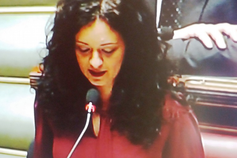 Francesca Galizia durante l'intervento