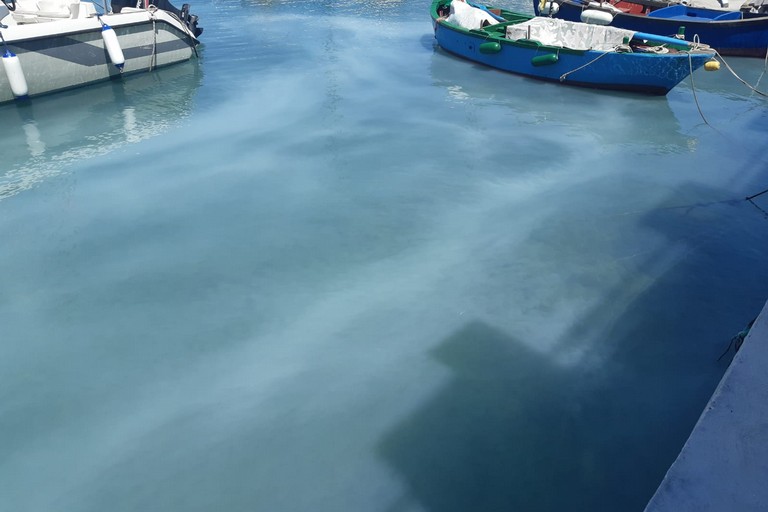 Chiazza bianca sospetta nel porto di Giovinazzo