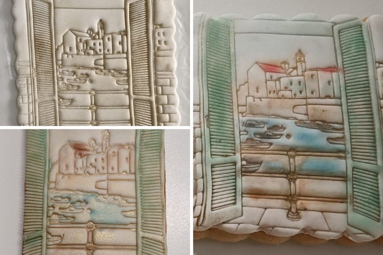 Il porto di Giovinazzo dipinto su un biscotto