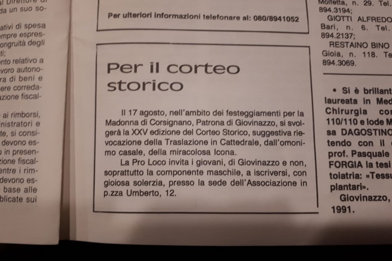 L'appello della Pro Loco di Giovinazzo